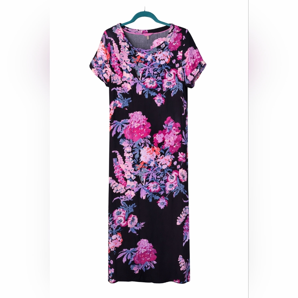Joules Navy Blue Floral Dress Womens US 6 Short Sleeve Shift Casual Summer